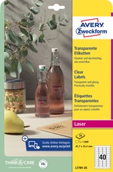 Etiket Avery Zweckform L7781-25 45.7x25.4mm transparant 1000 stuks