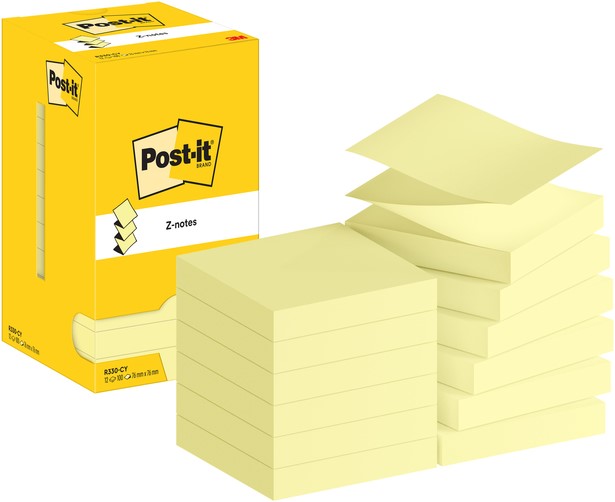 3m R330 12 Memoblok 3M Post-it Z-Note R330 76x76mm geel