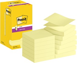 Memoblok zelfklevend 3M Post-it Z-Notes S330 Super Sticky 76x76mm geel 12 blokjes