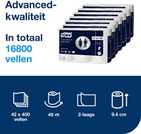 Toiletpapier Tork T4 Advanced 2-laags 400 vel wit pak à 42 rol 472168-2