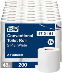 Toiletpapier Tork T4 Advanced 2-laags 200 vel wit pak à 48 rol 472161