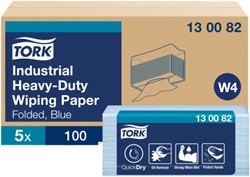 Reinigingsdoek Tork W4 Premium Heavy-Duty Industrial 3-laags 5x 100 vel blauw 130082