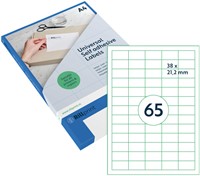 Etiket Rillprint A4 38x21,2mm transparant mat 25 vel 1.625 stuks 83200 