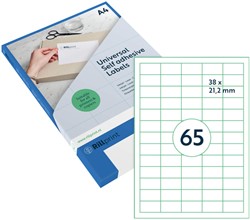 Etiket Rillprint A4 38x21,2mm transparant mat 25 vel 1.625 stuks 83200 