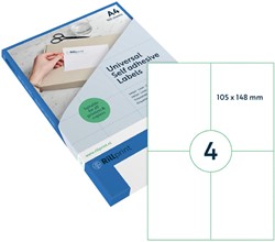 Etiket Rillprint A4 105x148mm transparant mat 25 vel 100 stuks