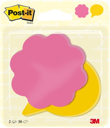 Memoblok zelfklevend 3M Post-it 2030-FS Bloem Tekstballon 2 stuks