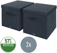 Opbergdoos Leitz Fabric gestoffeerd 330x325x380mm grijs 2 stuks-2