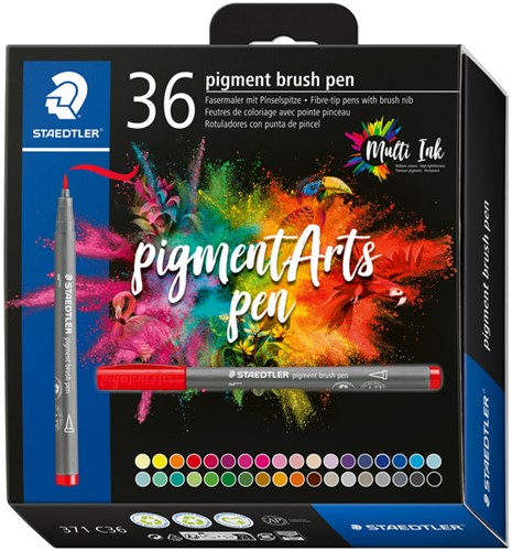 Brushpen Staedtler pigment pen etui 36 stuks