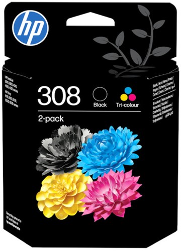 Inktcartridge HP 308 6L6S6UE zwart + 3 kleuren