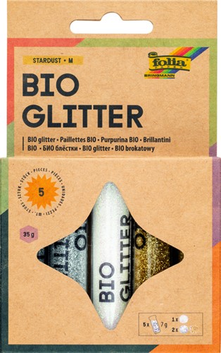 Glitterpoeder Bio Folia Stardust 7 gram 5 stuks 3 kleuren