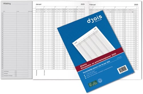 Jaarplanner 2025 Djois Atlanta personeel- en activiteitenplanner
