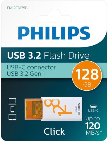 USB-stick Philips 128GB USB-C Click Sunrise Orange