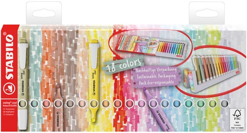 Markeerstift STABILO Swing cool nature deskset 18-delig assorti