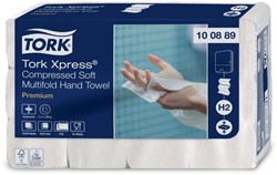 Handdoek Tork H2 Xpress compressed Premium multifold 2-laags 212x240mm 12x 225 vel wit 100889