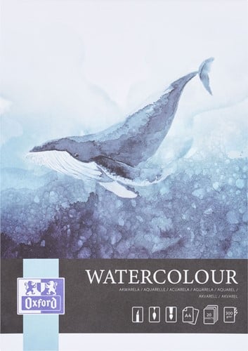 Aquarelblok Oxford Watercolour A4 20 vel 300 grams gelijmd