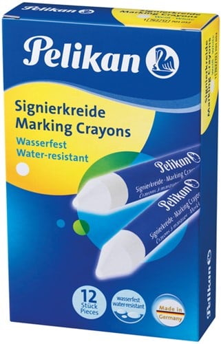 Markeerkrijt Pelikan 762/12 wit 12 stuks