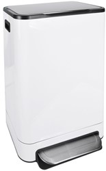 Afvalbak Desq pedaalemmer 40 liter RVS wit
