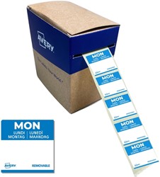 Etiket Avery HACCP maandag-blauw 25x25mm 1.000 stuks
