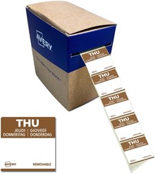 Etiket Avery HACCP donderdag-bruin 25x25mm 1.000 stuks