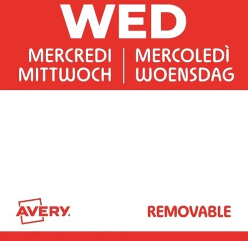 Etiket Avery HACCP woensdag-rood 25x25mm 1.000 stuks-2