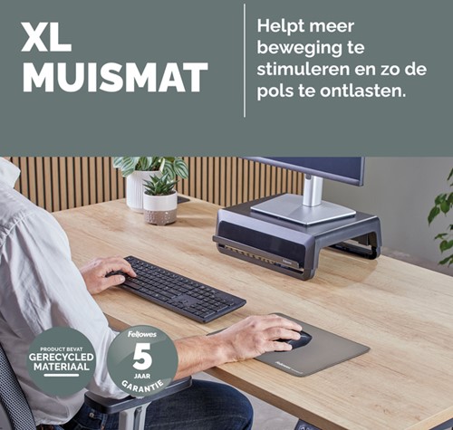 Muismat Fellowes Breyta XL 280x210x25mm grijs-2