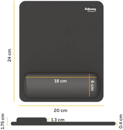 Muismat met polssteun Fellowes Breyta 240x200x17,5mm zwart-2