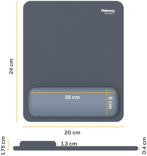 Muismat met polssteun Fellowes Breyta 240x200x17,5mm blauw-2