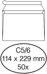 Bank envelop Quantore C5/6 114X229 80 grams zelfklevend wit 50 stuks