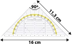 Stylex Geodriehoek - met liniaal en gradenboog - kunststof - 14 x 9 cm | Fun en Feest
