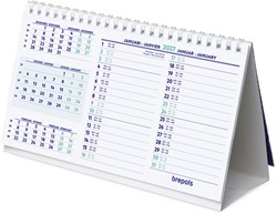 Bureaukalender 2027 Brepols wireo-binding 21x12,5cm 4-talig met 3 maanden overzicht en extra schrijfruimte