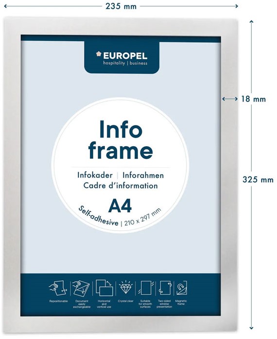 Infokader Europel zelfklevend A4 zwart | Stoepborden en Kliklijsten