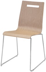 Vergaderstoel Huislijn Oscar sledeframe kuip eiken blank