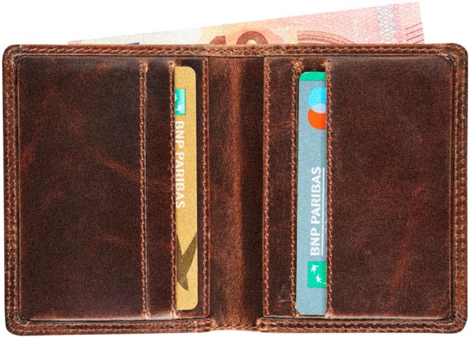 Soms alleen Vorm van het schip Portemonnee Maverick The Original lederen compact creditcard portefeuille  RFID donkerbruin
