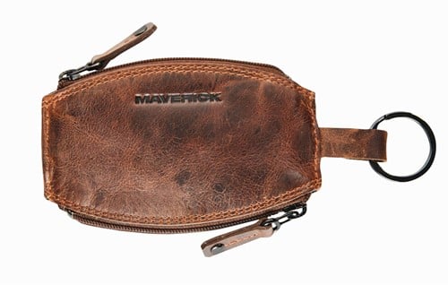 Sleuteletui Maverick The Original RFID met 2 ritsen leder donkerbruin