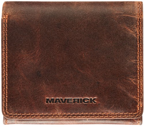 Portemonnee Maverick The Original lederen portefeuille RFID met sleutelhanger leder donkerbruin.