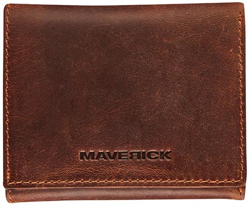 Portemonnee Maverick The Original lederen compact trifold portefeuille RFID donkerbruin