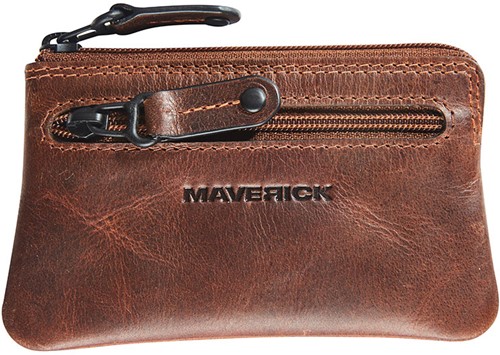 Sleuteletui Maverick The Original met kleingeldvak en rits leder donkerbruin