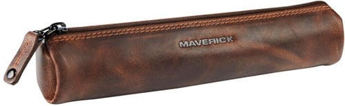 Pennenetui Maverick The Original rond smal model leder donkerbruin