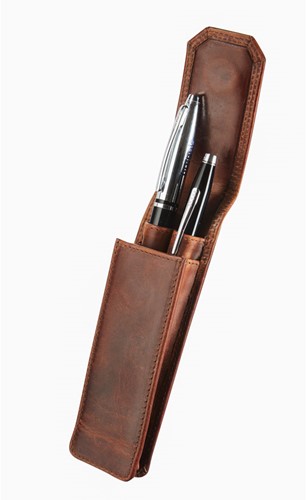 Pen etui Maverick The Original 2-vaks leder donkerbruin