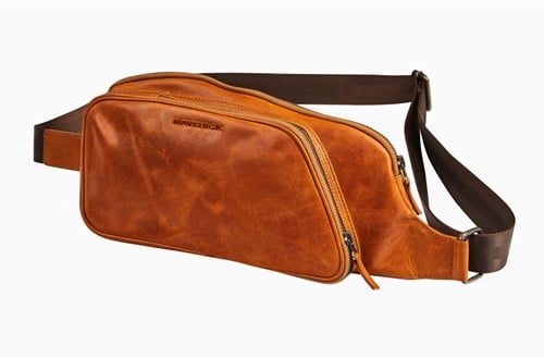 Crossbody tas Maverick New Men met 2 ritsen volnerf rundsleder kleur cognac