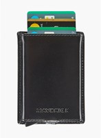 Pasjeshouder Maverick All Black RFID met rits rundsleder zwart