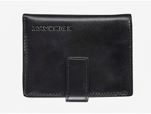 Pasjeshouder Maverick All Black RFID super compact rundsleder zwart