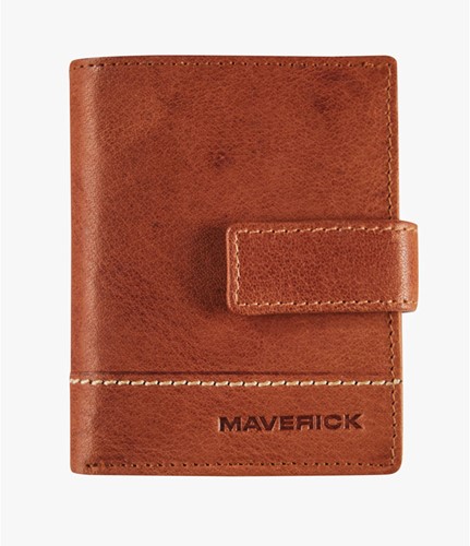 Pasjeshouder Maverick Rough Gear RFID compact volnerf buffelleder cognac