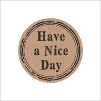 Cadeau etiket ø35mm kraft met zwarte opdruk: 'Have a nice day' rol 500 etiketten