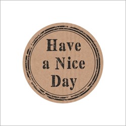 Cadeau etiket ø35mm kraft met zwarte opdruk: 'Have a nice day' rol 500 etiketten