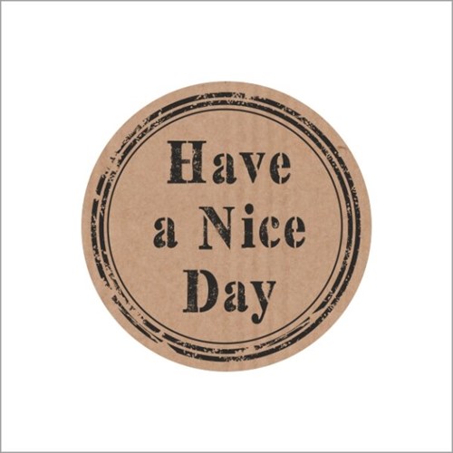 Cadeau etiket ø35mm kraft met zwarte opdruk: 'Have a nice day' rol 500 etiketten