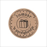 Cadeau etiket ø35mm kraft met zwarte opdruk: 'Zomaar een aardigheidje' rol 500 etiketten