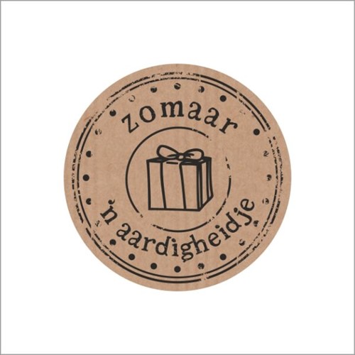 Cadeau etiket ø35mm kraft met zwarte opdruk: 'Zomaar een aardigheidje' rol 500 etiketten