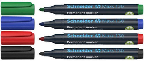 Permanent marker Schneider Maxx 130 assorti 3+1 gratis schrijfbreedte 1-3mm.