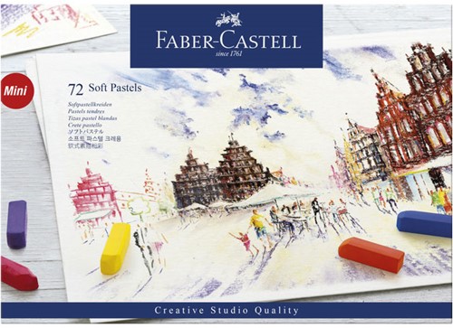 Pastelkrijt Faber-Castell halve lengte doos 72 stuks.